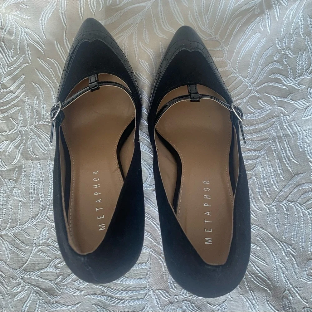 Metaphor Black Patent Leather Heels Size 7.5 - Picture 3 of 5